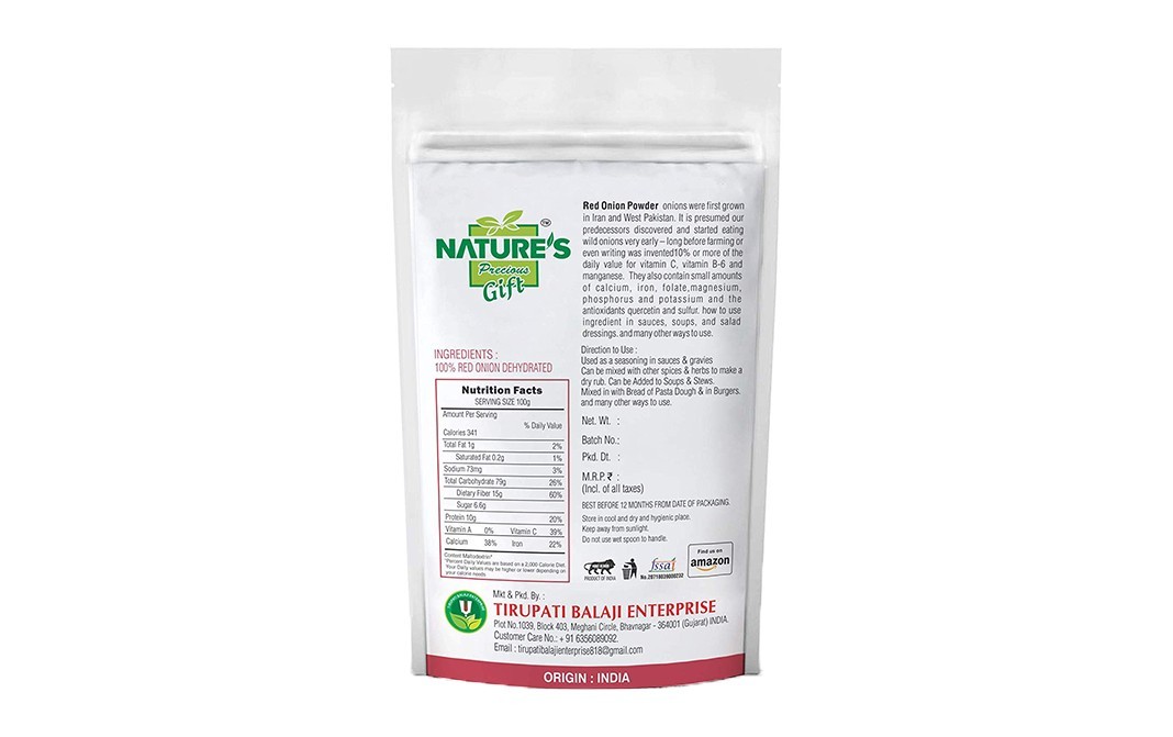 Nature's Gift Red Onion Powder    Pack  500 grams